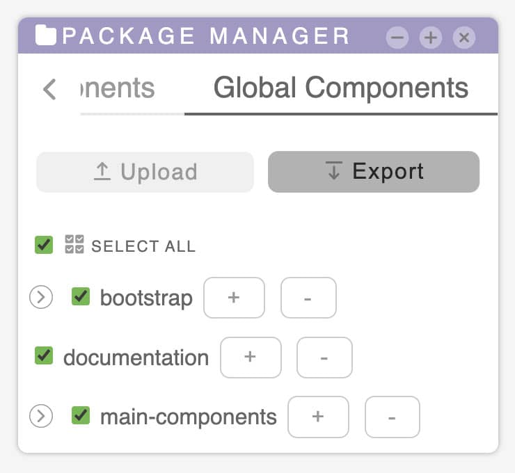 tilepieces documentation - Panels-PackageManager-GlobalComponent-export