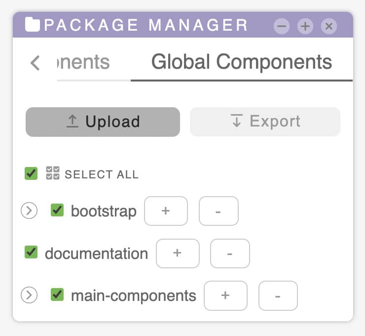 tilepieces documentation - Panels-PackageManager-GlobalComponent-upload