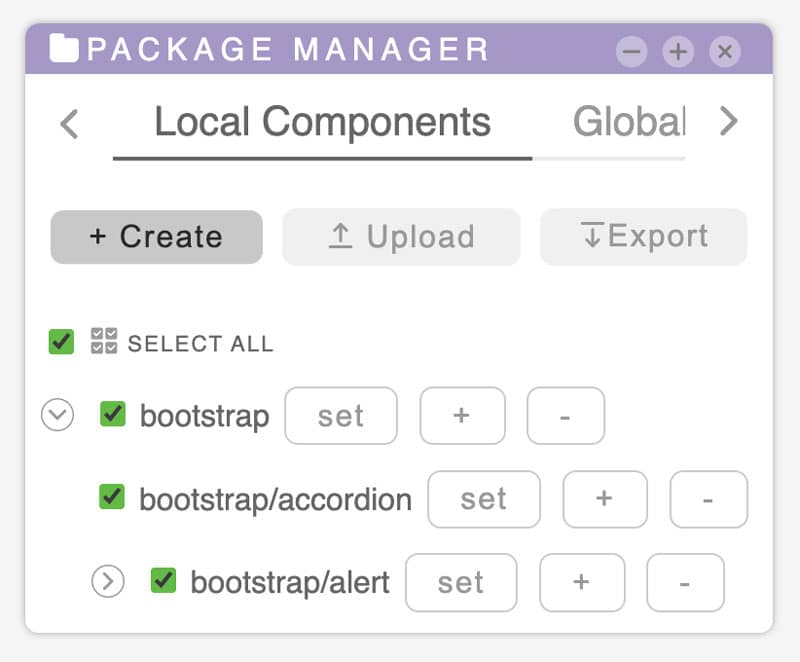 tilepieces documentation - Panels-PackageManager-LocalComponent-create