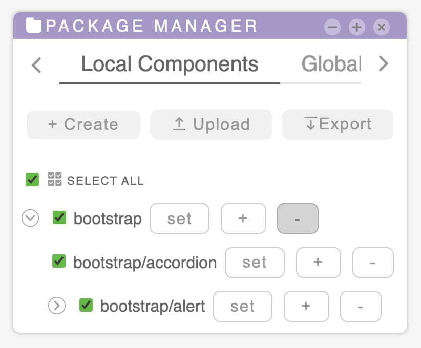 tilepieces documentation - Panels-PackageManager-LocalComponent-delete