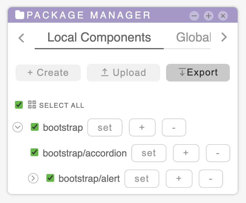 tilepieces documentation - Panels-PackageManager-LocalComponent-export