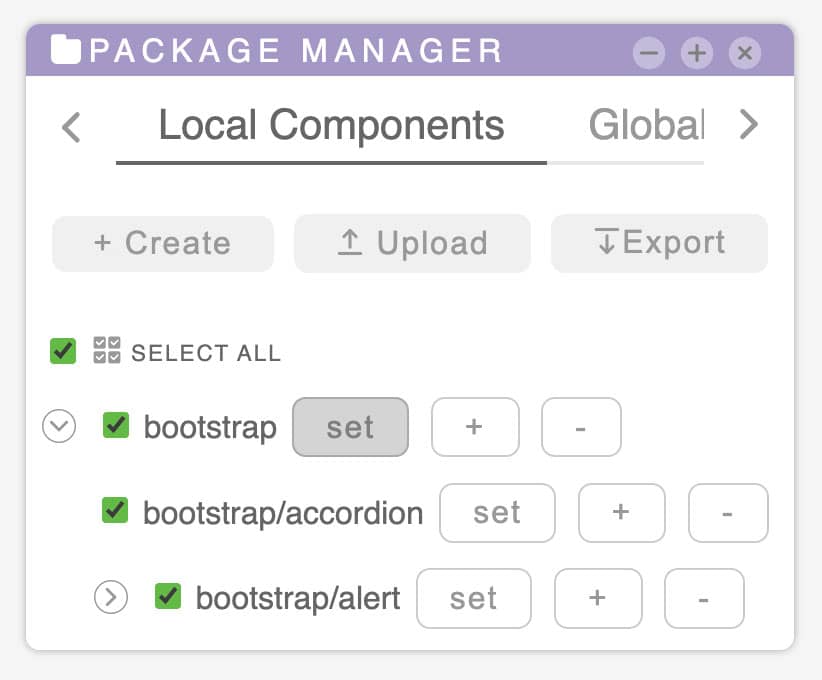 tilepieces documentation - Panels-PackageManager-LocalComponent-set