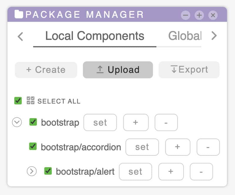 tilepieces documentation - Panels-PackageManager-LocalComponent-upload