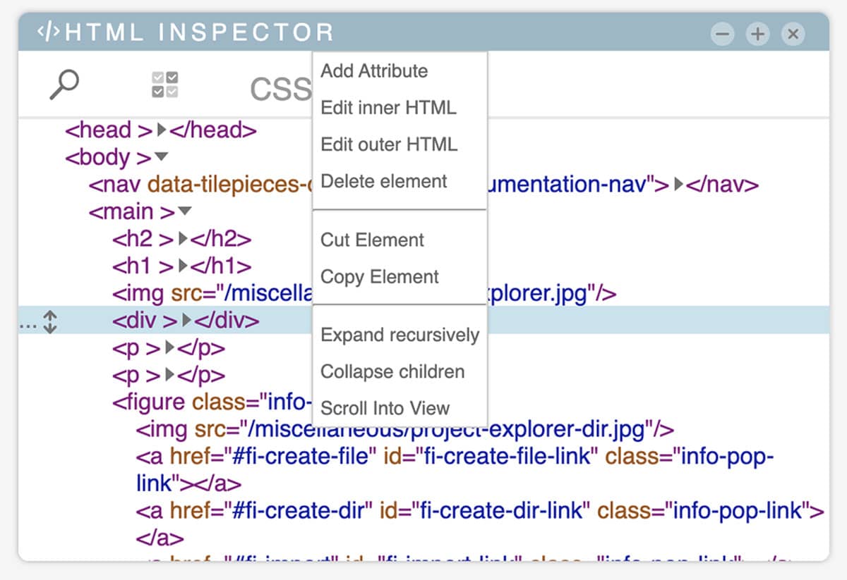 tilepieces documentation - html-inspector-action